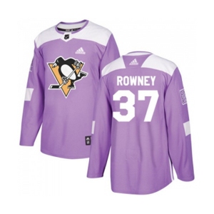 Youth Adidas Pittsburgh Penguins #37 Carter Rowney Authentic Purple Fights Cancer Practice NHL Jersey