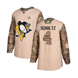 Youth Adidas Pittsburgh Penguins #4 Justin Schultz Authentic Camo Veterans Day Practice NHL Jersey