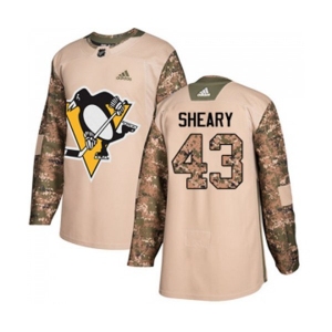 Youth Adidas Pittsburgh Penguins #43 Conor Sheary Authentic Camo Veterans Day Practice NHL Jersey