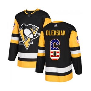 Youth Adidas Pittsburgh Penguins #6 Jamie Oleksiak Authentic Black USA Flag Fashion NHL Jersey