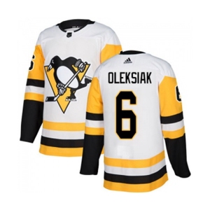 Youth Adidas Pittsburgh Penguins #6 Jamie Oleksiak Authentic White Away NHL Jersey