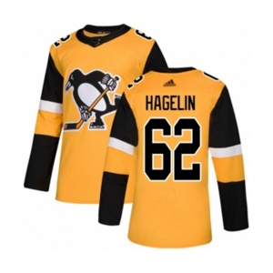 Youth Adidas Pittsburgh Penguins #62 Carl Hagelin Authentic Gold Alternate NHL Jersey