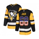 Youth Adidas Pittsburgh Penguins #68 Jaromir Jagr Authentic Black USA Flag Fashion NHL Jersey