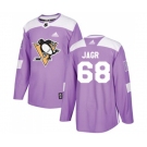 Youth Adidas Pittsburgh Penguins #68 Jaromir Jagr Authentic Purple Fights Cancer Practice NHL Jersey