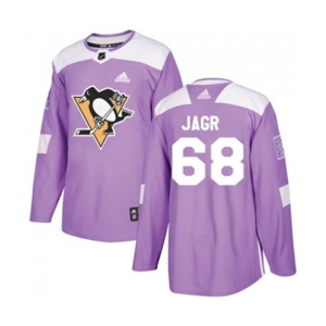 Youth Adidas Pittsburgh Penguins #68 Jaromir Jagr Authentic Purple Fights Cancer Practice NHL Jersey