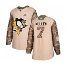 Youth Adidas Pittsburgh Penguins #7 Joe Mullen Authentic Camo Veterans Day Practice NHL Jersey