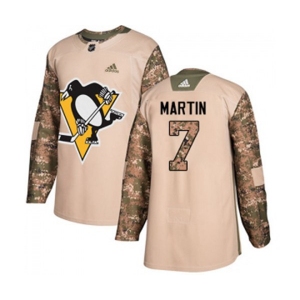 Youth Adidas Pittsburgh Penguins #7 Paul Martin Authentic Camo Veterans Day Practice NHL Jersey