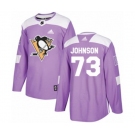 Youth Adidas Pittsburgh Penguins #73 Jack Johnson Authentic Purple Fights Cancer Practice NHL Jersey