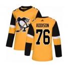 Youth Adidas Pittsburgh Penguins #76 Calen Addison Authentic Gold Alternate NHL Jersey