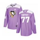 Youth Adidas Pittsburgh Penguins #77 Paul Coffey Authentic Purple Fights Cancer Practice NHL Jersey