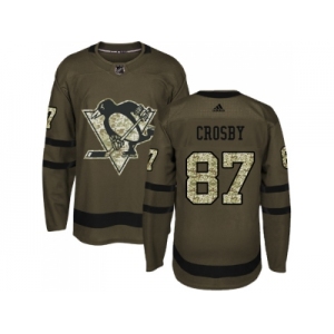 Youth Adidas Pittsburgh Penguins #87 Sidney Crosby Green Salute to Service Stitched NHL Jersey