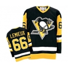 Youth CCM Pittsburgh Penguins #66 Mario Lemieux Authentic Black Throwback NHL Jersey