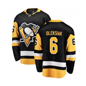 Youth Pittsburgh Penguins #6 Jamie Oleksiak Authentic Black Home Fanatics Branded Breakaway NHL Jersey