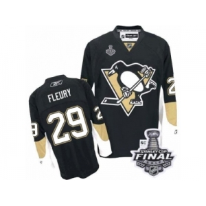 Youth Reebok Pittsburgh Penguins #29 Marc-Andre Fleury Authentic Black Home 2017 Stanley Cup Final NHL Jersey