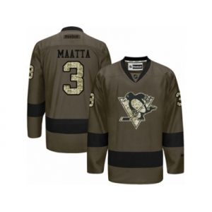 Youth Reebok Pittsburgh Penguins #3 Olli Maatta Authentic Green Salute to Service NHL Jersey