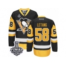Youth Reebok Pittsburgh Penguins #58 Kris Letang Authentic Black Gold Third 2017 Stanley Cup Final NHL Jersey