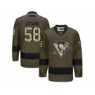 Youth Reebok Pittsburgh Penguins #58 Kris Letang Authentic Green Salute to Service NHL Jersey