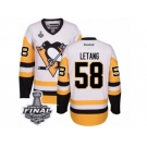 Youth Reebok Pittsburgh Penguins #58 Kris Letang Authentic White Away 2017 Stanley Cup Final NHL Jersey