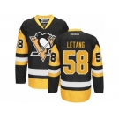 Youth Reebok Pittsburgh Penguins #58 Kris Letang Premier Black Gold Third NHL Jersey