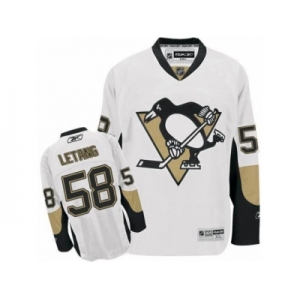 Youth Reebok Pittsburgh Penguins #58 Kris Letang Premier White Away NHL Jersey