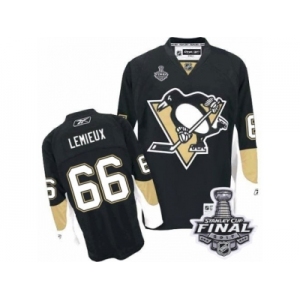 Youth Reebok Pittsburgh Penguins #66 Mario Lemieux Authentic Black Home 2017 Stanley Cup Final NHL Jersey