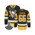 Youth Reebok Pittsburgh Penguins #66 Mario Lemieux Premier Black Gold Third 2017 Stanley Cup Champions NHL Jersey