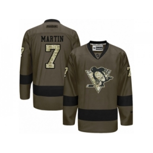 Youth Reebok Pittsburgh Penguins #7 Paul Martin Premier Green Salute to Service NHL Jersey