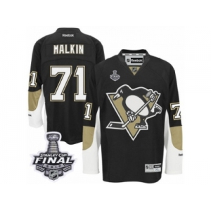 Youth Reebok Pittsburgh Penguins #71 Evgeni Malkin Authentic Black Home 2017 Stanley Cup Final NHL Jersey