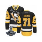 Youth Reebok Pittsburgh Penguins #71 Evgeni Malkin Premier Black Gold Third 2017 Stanley Cup Champions NHL Jersey
