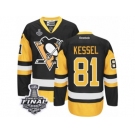 Youth Reebok Pittsburgh Penguins #81 Phil Kessel Authentic Black Gold Third 2017 Stanley Cup Final NHL Jersey