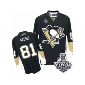 Youth Reebok Pittsburgh Penguins #81 Phil Kessel Authentic Black Home 2017 Stanley Cup Final NHL Jersey