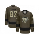 Youth Reebok Pittsburgh Penguins #87 Sidney Crosby Authentic Green Salute to Service NHL Jersey
