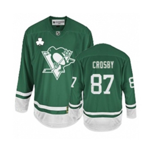 Youth Reebok Pittsburgh Penguins #87 Sidney Crosby Authentic Green St Patty's Day NHL Jersey