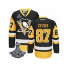 Youth Reebok Pittsburgh Penguins #87 Sidney Crosby Premier Black Gold Third 2017 Stanley Cup Champions NHL Jersey
