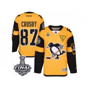 Youth Reebok Pittsburgh Penguins #87 Sidney Crosby Premier Gold 2017 Stadium Series 2017 Stanley Cup Final NHL Jersey