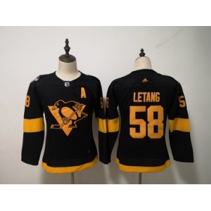 Penguins #58 Kris Letang Black Women 2019 NHL Stadium Series Adidas Jersey