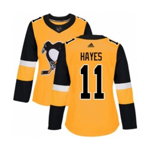 Women Adidas Pittsburgh Penguins #11 Jimmy Hayes Authentic Gold Alternate NHL Jersey