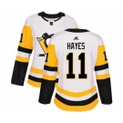 Women Adidas Pittsburgh Penguins #11 Jimmy Hayes Authentic White Away NHL Jersey