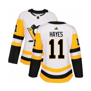 Women Adidas Pittsburgh Penguins #11 Jimmy Hayes Authentic White Away NHL Jersey
