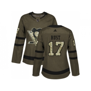 Women Adidas Pittsburgh Penguins #17 Bryan Rust Green Salute to Service Stitched NHL Jersey