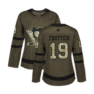 Women Adidas Pittsburgh Penguins #19 Bryan Trottier Authentic Green Salute to Service NHL Jersey