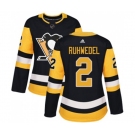 Women Adidas Pittsburgh Penguins #2 Chad Ruhwedel Authentic Black Home NHL Jersey