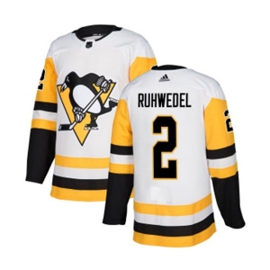 Women Adidas Pittsburgh Penguins #2 Chad Ruhwedel Authentic White Away NHL Jersey