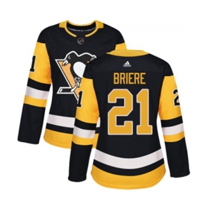 Women Adidas Pittsburgh Penguins #21 Michel Briere Authentic Black Home NHL Jersey