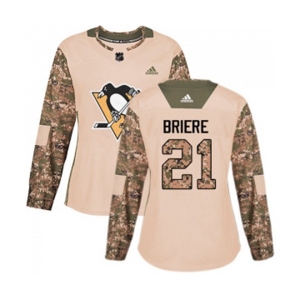 Women Adidas Pittsburgh Penguins #21 Michel Briere Authentic Camo Veterans Day Practice NHL Jersey