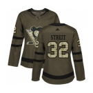 Women Adidas Pittsburgh Penguins #22 Matt Hunwick Authentic Green Salute to Service NHL Jersey