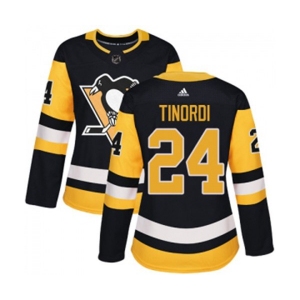 Women Adidas Pittsburgh Penguins #24 Jarred Tinordi Authentic Black Home NHL Jersey