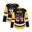 Women Adidas Pittsburgh Penguins #24 Jarred Tinordi Authentic Black USA Flag Fashion NHL Jersey