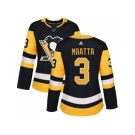Women Adidas Pittsburgh Penguins #3 Olli Maatta Black Home Authentic Stitched NHL Jersey