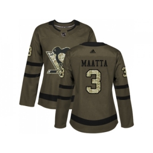 Women Adidas Pittsburgh Penguins #3 Olli Maatta Green Salute to Service Stitched NHL Jersey